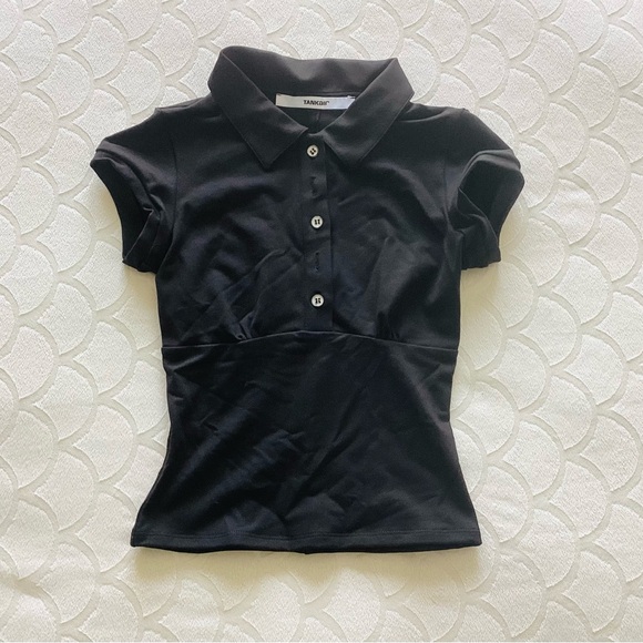 Tank Air, polo baby tee in black - Picture 1 of 7